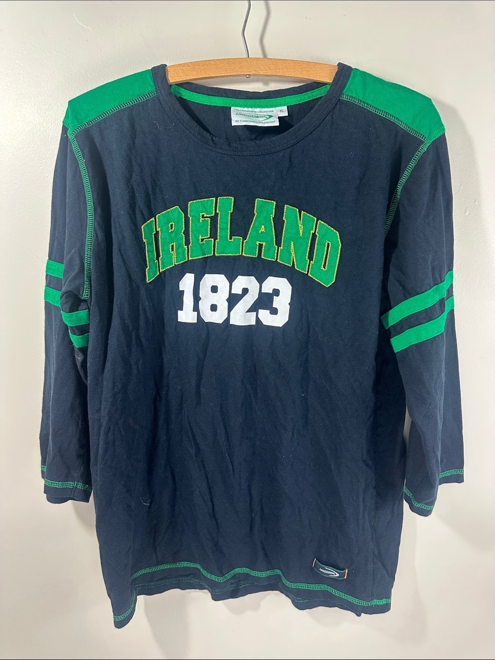 Ireland 1823 Navy & Green Long-Sleeve baseball Tee Jersey XL